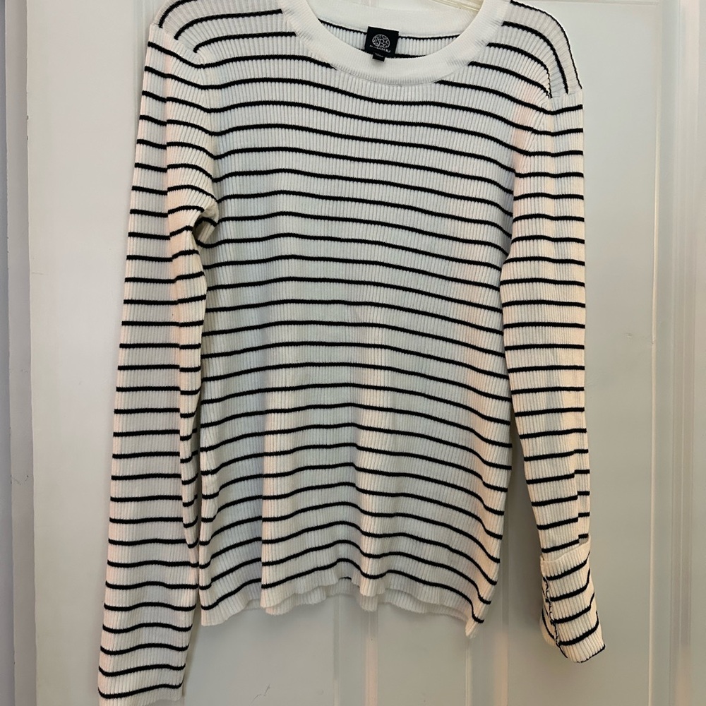 Bobeau black and whites striped sweater
